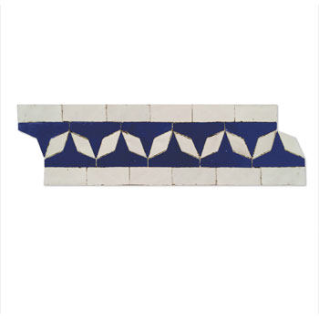 Mosaic House Moroccan tile Diamond Petit L 15-1 Cobalt Blue White  zellige, mosaic, zellij, border, glaze, classic 